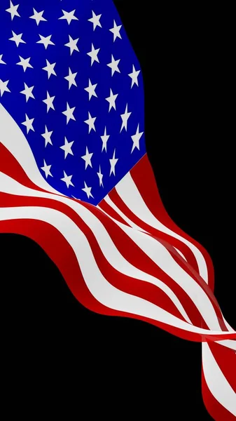 Waving flag of the United States of America on a dark background. Stars and Stripes. State symbol of the USA. 3D illustration — Stock Photo, Image