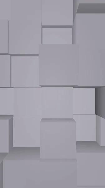 Abstrait gris élégant cube fond géométrique. Barres rectangulaires chaotiquement avancées. rendu 3D, illustration 3D — Photo