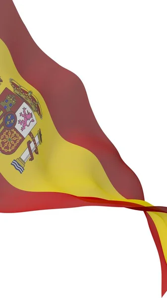 Le drapeau d'Espagne. Symbole officiel du Royaume d'Espagne. Concept : web, pages sportives, cours de langues, voyages, éléments de design. Illustration 3d — Photo