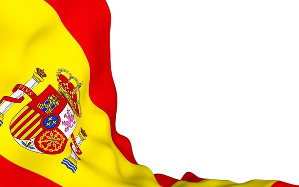 스페인의 국기. 스페인 왕국의 공식 상징이다. 콘셉트: 웹, 스포츠 페이지, 언어 강좌, 여행, 디자인 요소. 3d 삽화 — 스톡 사진
