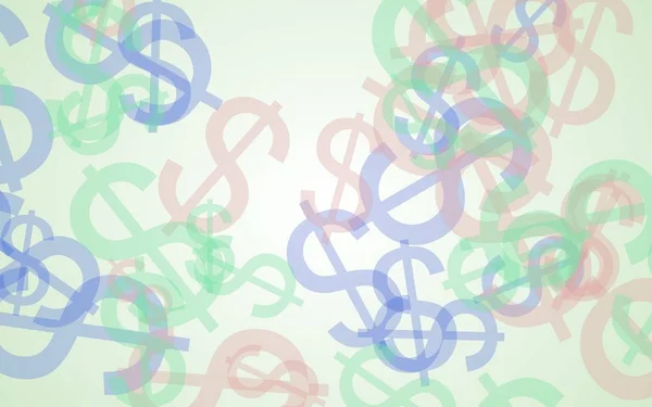 Segni multicolori in dollari traslucidi su sfondo bianco. Illustrazione 3D — Foto Stock