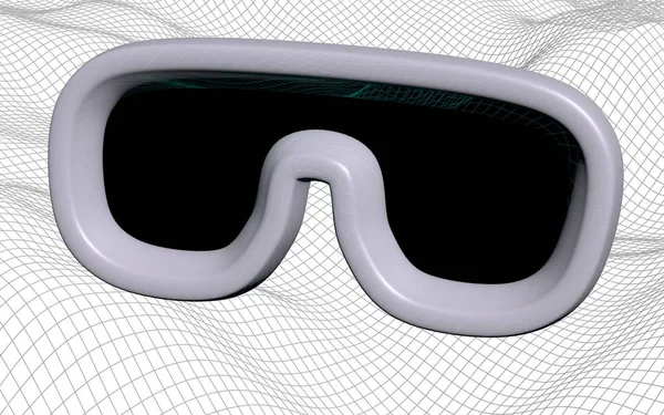 Virtual reality illustratie op abstract grijs raster achtergrond. VR bril concept. 3D illustratie — Stockfoto