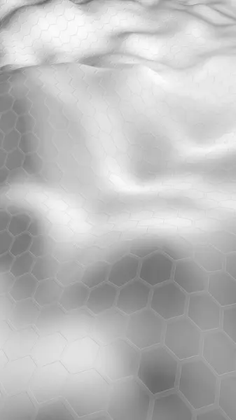 Weiße Wabe mit einer Farbverlauf-Farbe auf hellem Hintergrund. Perspektivische Ansicht auf Polygon sehen aus wie Waben. wellige Oberfläche. isometrische Geometrie. 3D-Illustration — Stockfoto