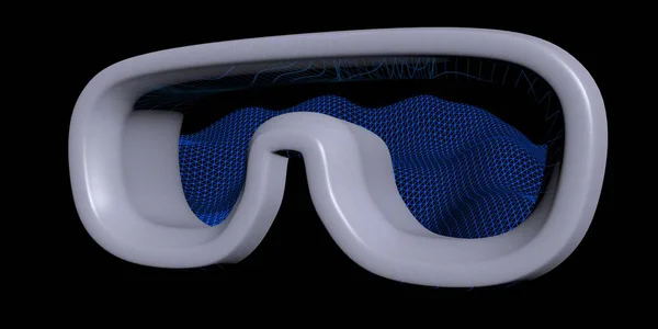 Maska virtuální reality ilustrace na tmavém pozadí. Koncepce technologie brýlí. 3D ilustrace — Stock fotografie