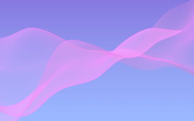 Mavi gökyüzü soyut arka plan pembe dalga. Çırpınan pembe atkı. Rüzgar pembesi kumaşa el sallıyor. 3d illüstrasyon