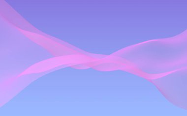 Mavi gökyüzü soyut arka plan pembe dalga. Çırpınan pembe atkı. Rüzgar pembesi kumaşa el sallıyor. 3d illüstrasyon