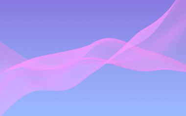 Mavi gökyüzü soyut arka plan pembe dalga. Çırpınan pembe atkı. Rüzgar pembesi kumaşa el sallıyor. 3d illüstrasyon