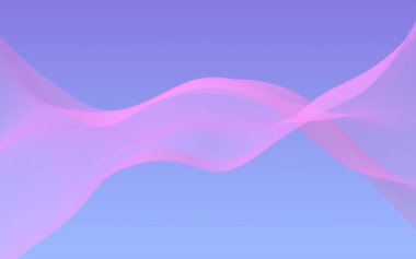 Mavi gökyüzü soyut arka plan pembe dalga. Çırpınan pembe atkı. Rüzgar pembesi kumaşa el sallıyor. 3d illüstrasyon