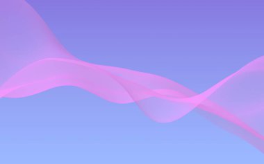 Mavi gökyüzü soyut arka plan pembe dalga. Çırpınan pembe atkı. Rüzgar pembesi kumaşa el sallıyor. 3d illüstrasyon