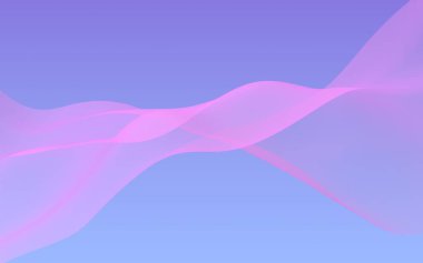 Mavi gökyüzü soyut arka plan pembe dalga. Çırpınan pembe atkı. Rüzgar pembesi kumaşa el sallıyor. 3d illüstrasyon