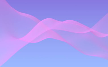 Mavi gökyüzü soyut arka plan pembe dalga. Çırpınan pembe atkı. Rüzgar pembesi kumaşa el sallıyor. 3d illüstrasyon