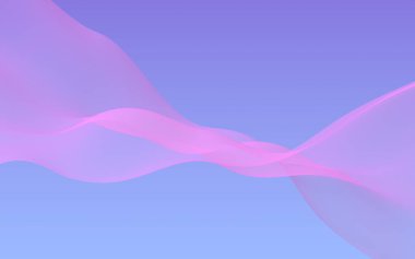 Mavi gökyüzü soyut arka plan pembe dalga. Çırpınan pembe atkı. Rüzgar pembesi kumaşa el sallıyor. 3d illüstrasyon