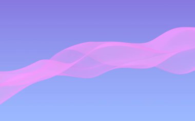 Mavi gökyüzü soyut arka plan pembe dalga. Çırpınan pembe atkı. Rüzgar pembesi kumaşa el sallıyor. 3d illüstrasyon