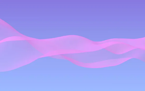 Onda rosa no céu azul fundo abstrato. Lenço rosa a tremer. Acenando em tecido rosa do vento. Ilustração 3D — Fotografia de Stock