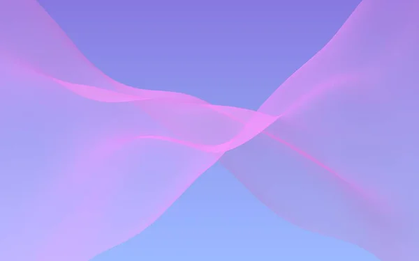 Розовая волна на голубом фоне абстрактного неба. Волнующий розовый шарф. Махать на розовой ткани. 3D иллюстрация — стоковое фото