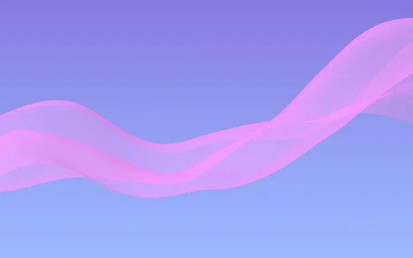 Onda rosa sobre fondo abstracto cielo azul. Bufanda rosa revoloteando. Ondeando en tela rosa viento. Ilustración 3D — Foto de Stock