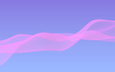 Mavi gökyüzü soyut arka plan pembe dalga. Çırpınan pembe atkı. Rüzgar pembesi kumaşa el sallıyor. 3d illüstrasyon