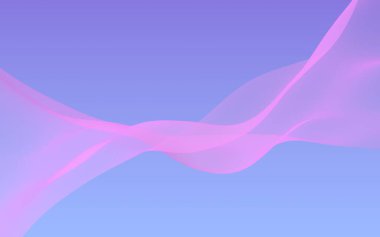 Mavi gökyüzü soyut arka plan pembe dalga. Çırpınan pembe atkı. Rüzgar pembesi kumaşa el sallıyor. 3d illüstrasyon