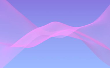 Mavi gökyüzü soyut arka plan pembe dalga. Çırpınan pembe atkı. Rüzgar pembesi kumaşa el sallıyor. 3d illüstrasyon