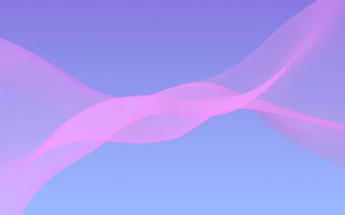 Mavi gökyüzü soyut arka plan pembe dalga. Çırpınan pembe atkı. Rüzgar pembesi kumaşa el sallıyor. 3d illüstrasyon