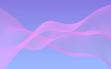 Mavi gökyüzü soyut arka plan pembe dalga. Çırpınan pembe atkı. Rüzgar pembesi kumaşa el sallıyor. 3d illüstrasyon