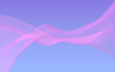 Mavi gökyüzü soyut arka plan pembe dalga. Çırpınan pembe atkı. Rüzgar pembesi kumaşa el sallıyor. 3d illüstrasyon