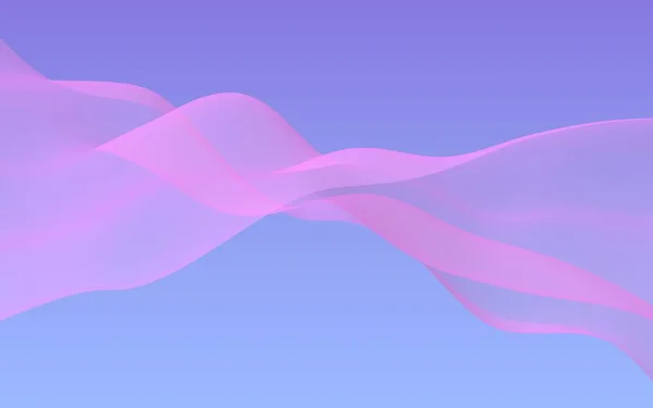 Růžová vlna na modrém nebi abstraktní pozadí. Třepetavý růžový šátek. Mává větrnou růžovou tkaninu. 3D ilustrace — Stock fotografie