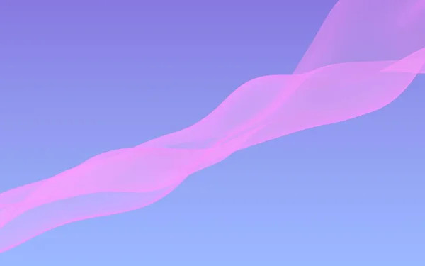 Pink wave on blue sky abstract background. Fluttering pink scarf. Waving on wind pink fabric. 3D illustration — Stock Photo, Image