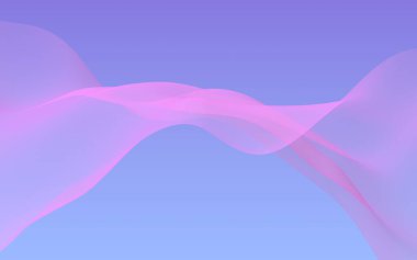 Mavi gökyüzü soyut arka plan pembe dalga. Çırpınan pembe atkı. Rüzgar pembesi kumaşa el sallıyor. 3d illüstrasyon