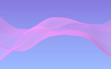 Mavi gökyüzü soyut arka plan pembe dalga. Çırpınan pembe atkı. Rüzgar pembesi kumaşa el sallıyor. 3d illüstrasyon