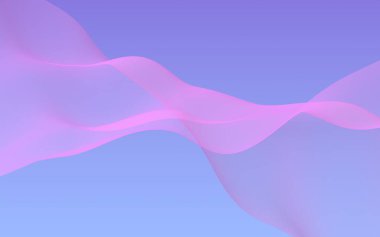 Mavi gökyüzü soyut arka plan pembe dalga. Çırpınan pembe atkı. Rüzgar pembesi kumaşa el sallıyor. 3d illüstrasyon