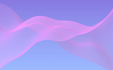 Mavi gökyüzü soyut arka plan pembe dalga. Çırpınan pembe atkı. Rüzgar pembesi kumaşa el sallıyor. 3d illüstrasyon