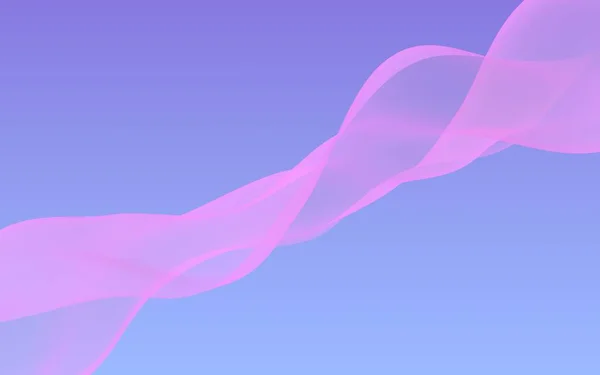 Růžová vlna na modrém nebi abstraktní pozadí. Třepetavý růžový šátek. Mává větrnou růžovou tkaninu. 3D ilustrace — Stock fotografie