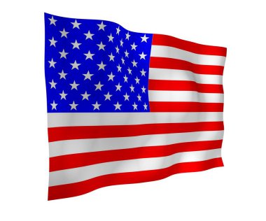 Amerika Birleşik Devletleri bayrağı sallıyor. Yıldızlar ve Çizgiler. ABD 'nin devlet sembolü. 3B illüstrasyon