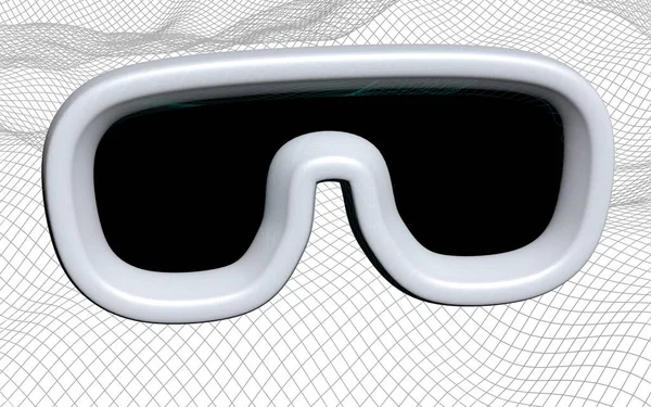 抽象的な灰色のグリッドの背景に仮想現実のイラスト。VRメガネのコンセプト。3Dイラスト — ストック写真