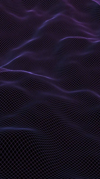 Abstrakt landskap på en mörk bakgrund. Cyberspace Navy Blue Grid. Hej teknisk nätverken. 3D-illustration — Stockfoto