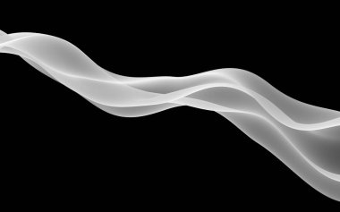 Soyut gri dalga. Raster hava arka plan. Parlak gri şerit koyu arka plan üzerinde. Gri eşarp. Soyut gri duman. 3D çizim