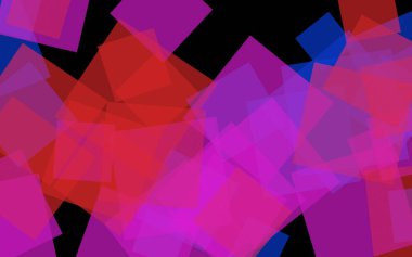 Koyu arka plan üzerinde çok renkli yarı saydam kareler. Pembe tonları. 3d illüstrasyon