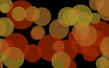 Koyu bir arka plan üzerinde çok renkli yarı saydam daireler. Sarı tonları. 3d illüstrasyon