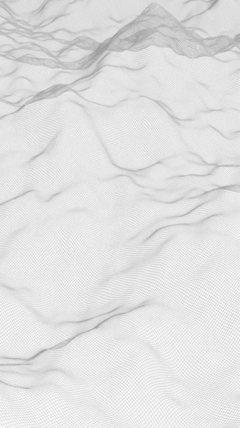 ภูมิทัศน์นามธรรมบนพื้นหลังสีขาว ตารางไซเบอร์สเปซ เครือข่ายไฮเทค ภาพ 3 มิติ — ภาพถ่ายสต็อก