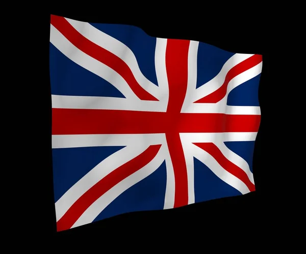 영국의 흔들리는 깃발은 어두운 배경에 있습니다. 영국 국기. 영국과 북아일랜드입니다. 영국의 상징이다. 3D 삽화 — 스톡 사진