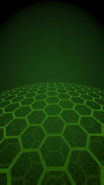 Bal peteklerinin çok katmanlı küresi, koyu arkaplanda sarı, sosyal ağ, bilgisayar ağı, teknoloji, küresel ağ. 3B illüstrasyon