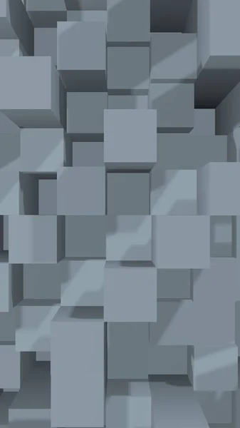 Abstrato cinza elegante fundo geométrico cubo. Barras retangulares caoticamente avançadas. Renderização 3D, ilustração 3D — Fotografia de Stock