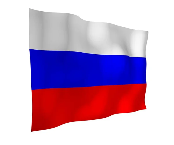 Sventola bandiera della Federazione Russa. Il National. Simbolo statale della Russia. Illustrazione 3D — Foto Stock