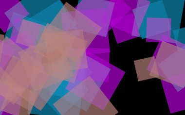 Koyu arka plan üzerinde çok renkli yarı saydam kareler. Pembe tonları. 3d illüstrasyon