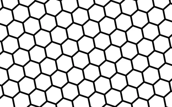 Pettine nero a nido d'ape su sfondo bianco. Vista prospettiva sul poligono assomigliare a nido d'ape. Geometria isometrica. Illustrazione 3D — Foto Stock