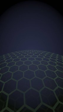 Çok katmanlı petek küresi, koyu arka planda mor, sosyal ağ, bilgisayar ağı, teknoloji, küresel ağ. 3d illüstrasyon