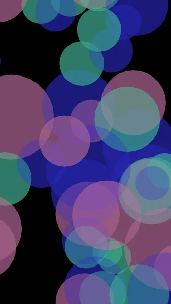 Mehrfarbige, durchscheinende Kreise auf dunklem Hintergrund. 3D-Illustration — Stockfoto