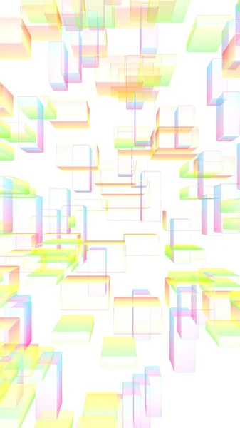 Colorido abstracto digital y tecnología de fondo. El patrón con rectángulos de repetición. Ilustración 3D —  Fotos de Stock