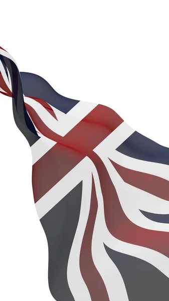 挥舞着大不列颠的旗帜。英国国旗。大不列颠及北爱尔兰联合王国。英国的国家标志。3d 插图 — 图库照片
